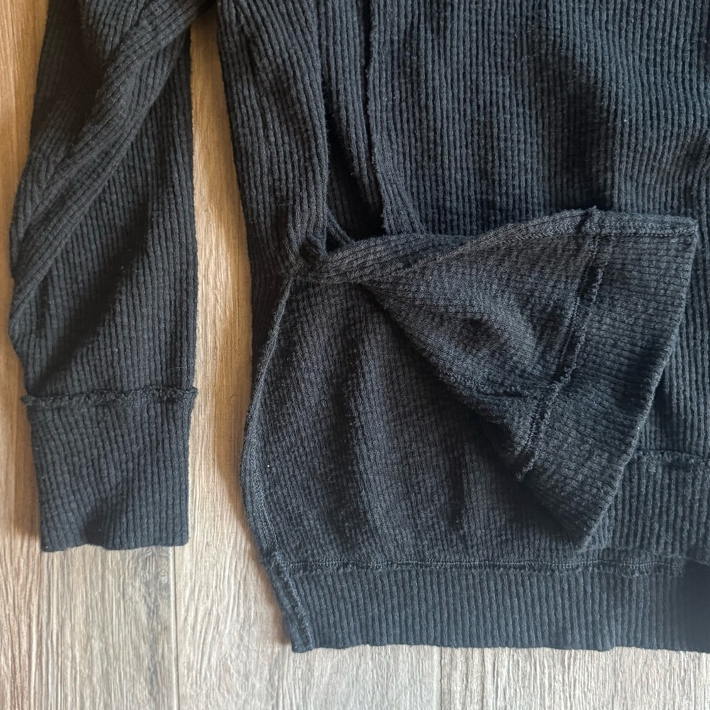 Free People We The Free Black Wash Quarter Zip Pullover XS Oversized Rib - Picture 5 of 7